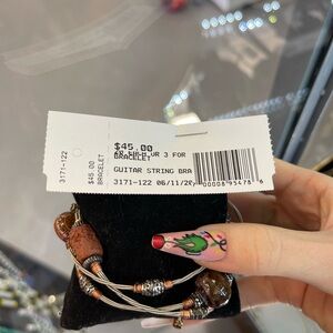 Silver and Brown Guitar String Bracelet